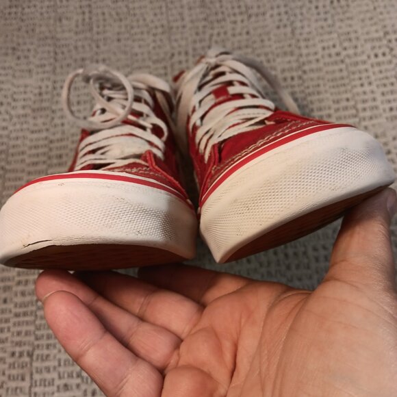 Vans women's red canvas Sk8 Hi-Top athletic shoes sz 8 (or men's 6.5) - Picture 6 of 15